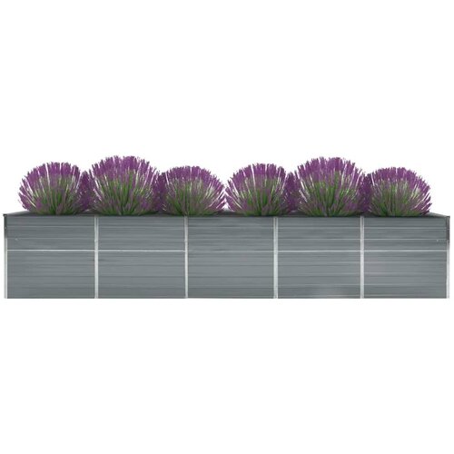 VidaXL Povi&amp;scaron;ena vrtna gredica od pocinčanog čelika 400x80x45 cm siva Slike