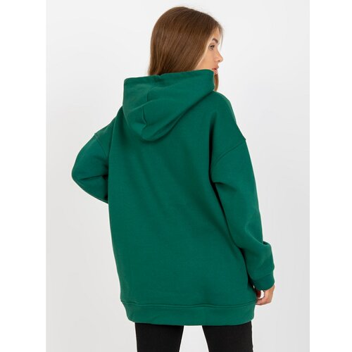 Fashion Hunters Basic dark green cotton sweatshirt Slike