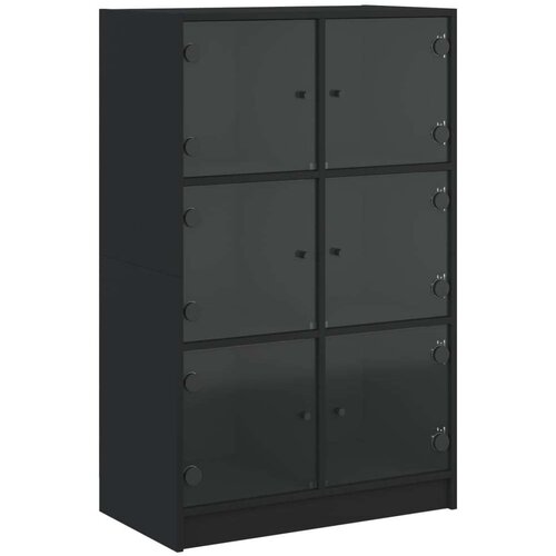  Visoka omara z vrati črna 68x37x109 cm inženirski les Slike