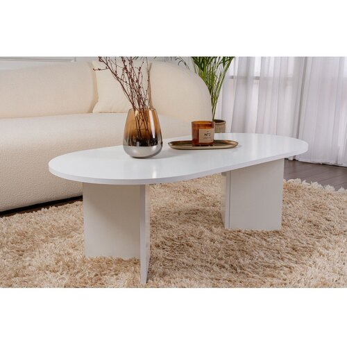 Kalune Design Bela klubska mizica v mat dekorju 60x119 cm Sable &amp;ndash; Slike