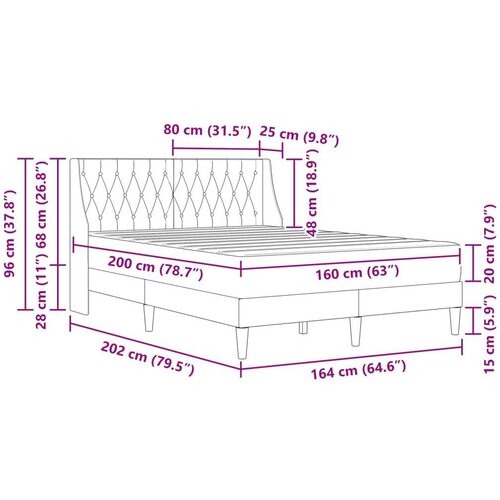  Okvir kreveta s madracem Zidne 2 pcs Tamno siva Bar&amp;scaron;un - Tamno siva 160 x 200 cm Slike