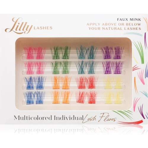 Lilly Lashes Multicolored Individual šopaste lepilne trepalnice z vozličkom 32 kos