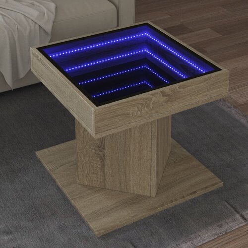  Stolić za kavu LED boja hrasta 50x50x45 cm konstruirano drvo Cene