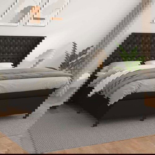  Box spring postelja z vzmetnico črn 140x200 cm umetno usnje, (20725553) Slike