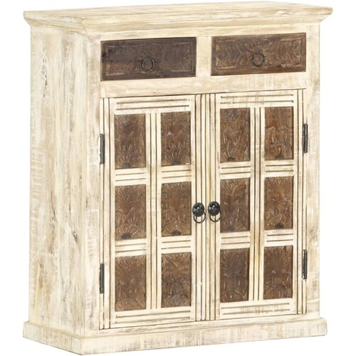 vidaXL Komoda bela 65x30x75 cm trden mangov les, (20955444) Cene