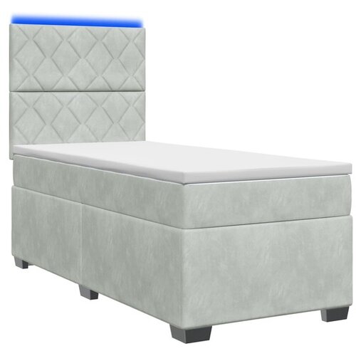 VidaXL boxspring postelja z vzmetnico, žamet, svetlo siva, 90&amp;times;190&amp;times;140,5 cm Slike