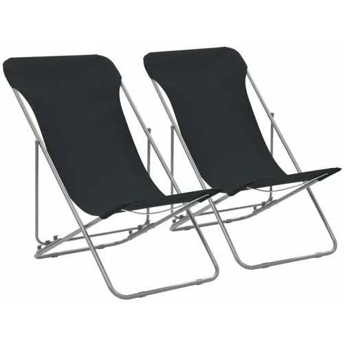  Sklopive stolice za plažu 2 kom čelik i tkanina Oxford crne