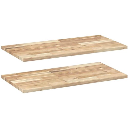VidaXL Plutajuće police 2 kom 80x40x2 cm Neobrađeno puno drvo akacije - Prirodna 80 x 40 x 2 cm 2 1 Slike