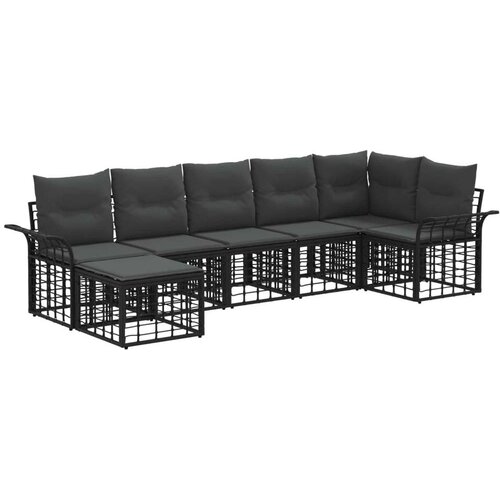  Set vanjskih sofa s jastukom 7 pcs Crna i tamno siva Poliester Cene