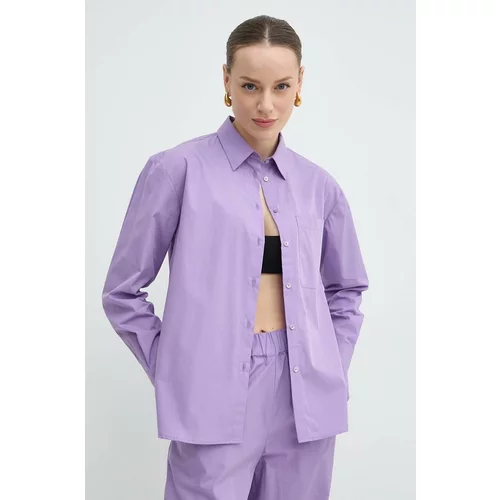 Max&co. Bombažna srajca ženska, vijolična barva, 2416111044200