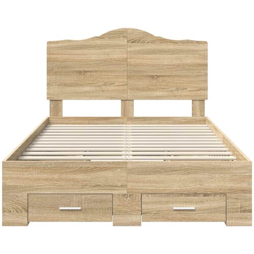  Krevetna konstrukcija s ladicama Sonoma hrast 120 x 200 cm Smeđa 206 x 123 x 100 cm Slike