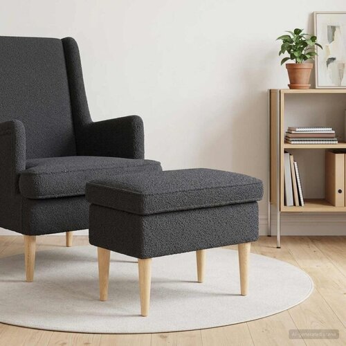  Stolica za noge Tamnosiva 55 x 35 x 41 cm Boucl&amp;eacute; - Tamnosiva Slike