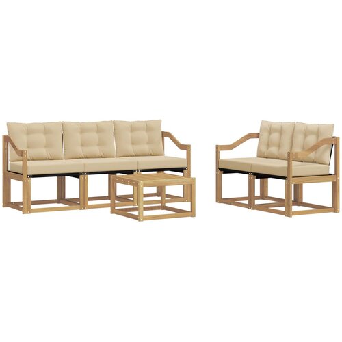 vidaXL Zunanja garnitura za sedenje z blazino 6 pcs Bela in bež, (5000281642) Cene