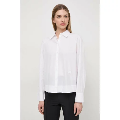 Armani_Exchange Pamučna košulja za žene, boja: bijela, regular, s klasičnim ovratnikom