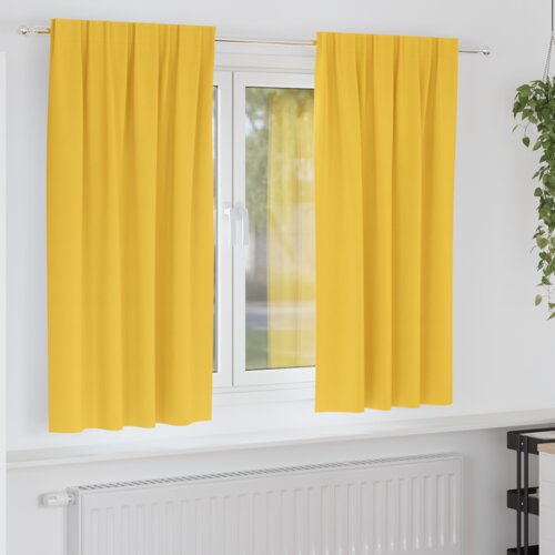 vidaXL Zavjese sa zavjesama 2 pcs žuta boja senfa Poliester Cijene