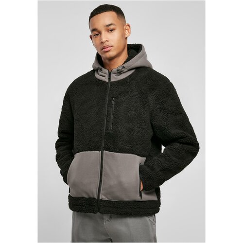 Urban Classics Plus Size Sherpa hooded jacket black/asphalt Slike