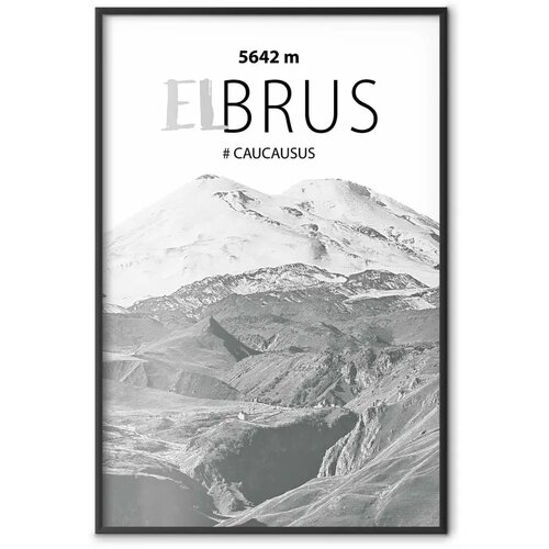  Plakat - Majestic mountain peak Elbrus mountain crown mountain landscape 60x90 Crni okvir Slike