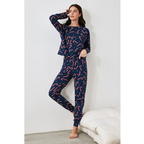 Trendyol Printed Knitted Pajamas Set Slike