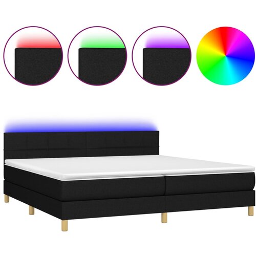 Maison Chic Box spring postelja - Vzmetna postelja z vzmetnico LED črna 200x200 cm blago SL15267, (21904459) Cene