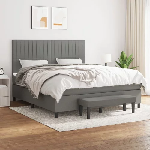 vidaXL Box spring postelja z vzmetnico temno siva 180x200 cm blago