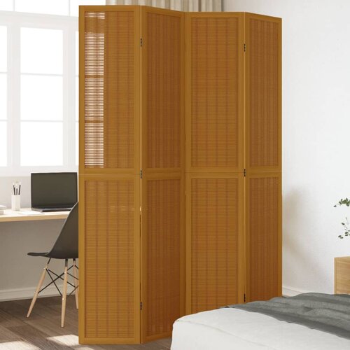  The Living Store Paravan 4-delni rjav trden les pavlovnije - Pregrada Za Prostor, (21494204) Slike