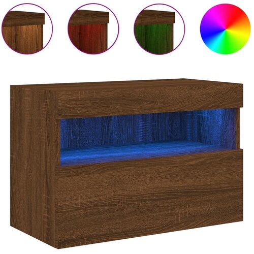 Maison Chic Stenska TV omarica - TV stojalo - Televizijska omarica z LED lučkami rjavi hrast 60x30x40 cm, (21700693) Slike