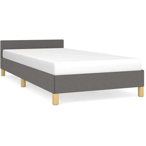 VidaXL okvir za krevet s uzglavljem tamnosivi 90x190 cm od tkanine Slike
