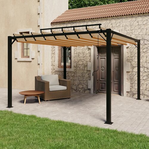 VidaXL Paviljon z re&amp;scaron;etkasto streho 3x3 m taupe blago in aluminij Slike
