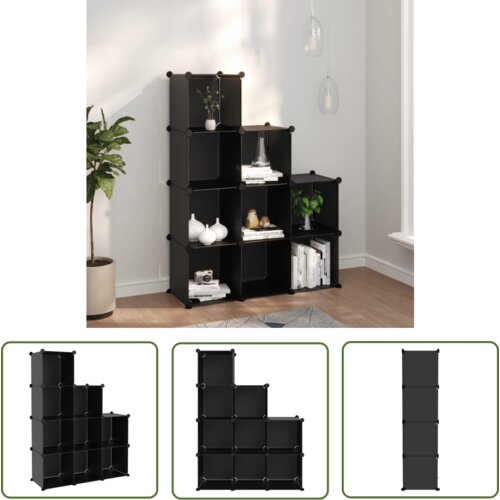 The Living Store Kockasta omarica za shranjevanje z 9 kockami črn PP - Kockasta Omarica Za Shranjevanje, (21744408) Cene