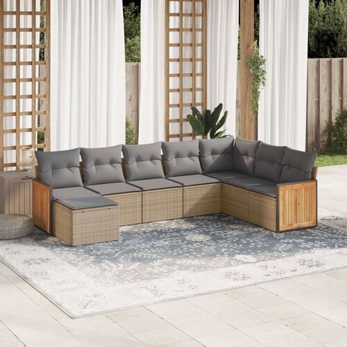 VidaXL 8-dijelni set vrtnih sofa od poliratana s jastucima bež Slike