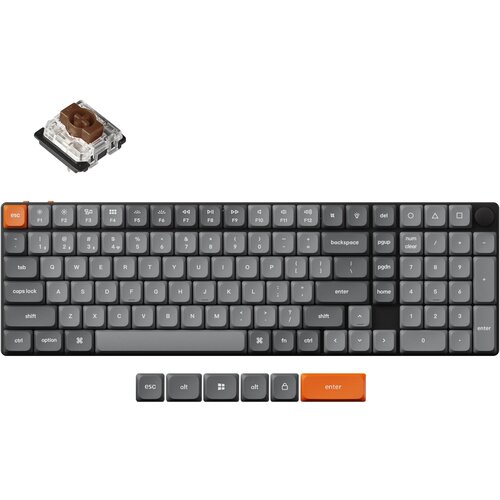 KEYCHRON K17 Max QMK Brezžična mehanska tipkovnica RGB LED Hot-Swap / Low Profile / Brown / K17M-H3, (22107829) Slike