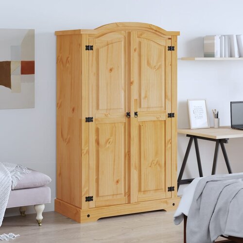 The Living Store Garderobna omara mehi&amp;scaron;ka borovina Corona Range 2 vrata - Garderobna Omara, (21434309) Slike