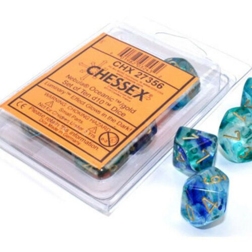 Chessex kockice - nebula - luminary - oceanic & gold - set of ten d10's Cene