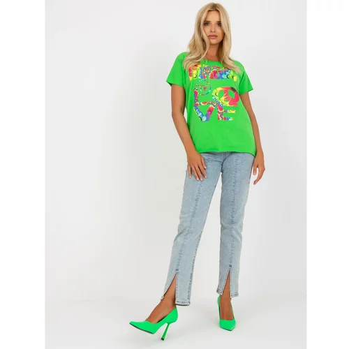 Fashion Hunters Light green cotton blouse with a print