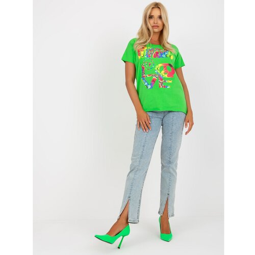 Fashion Hunters Light green cotton blouse with a print Cene