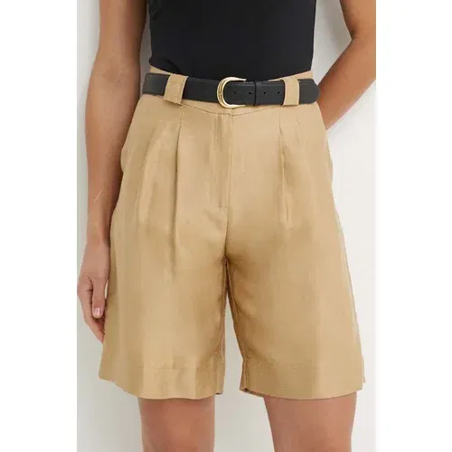 La Petite Française Kratke hlače s dodatkom lana SAVOUREUX boja: bež, bez uzorka, visoki struk