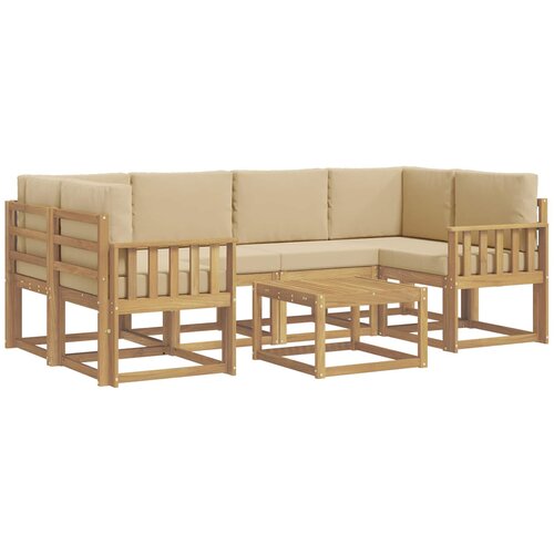 vidaXL Zunanja garnitura za sedenje z blazino 7 pcs Bela in bež, (5000280940) Cene