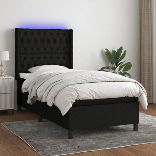 The Living Store Box spring postelja z vzmetnico LED črna 90x200 cm blago - Box Spring Postelja, (21517369) Slike