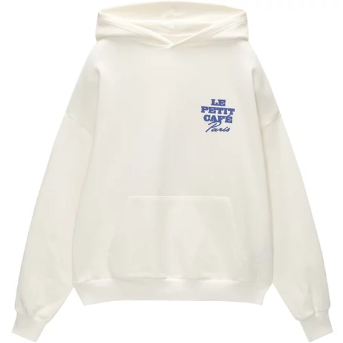 Pull&Bear Sweater majica mornarsko plava / prljavo bijela