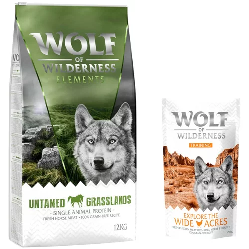 Wolf of Wilderness 12kg + 100g Snack "Explore the Wide Acres" piletina gratis! - Untamed Grasslands - konjetina