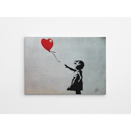  Slika devojčice sa balonom 50x70 cm siva Slike