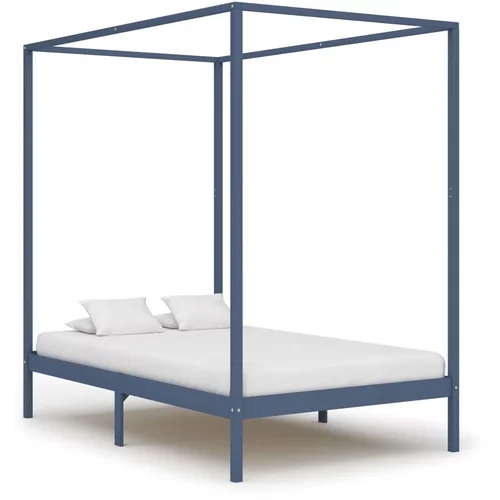  za krevet s baldahinom od borovine sivi 120 x 200 cm