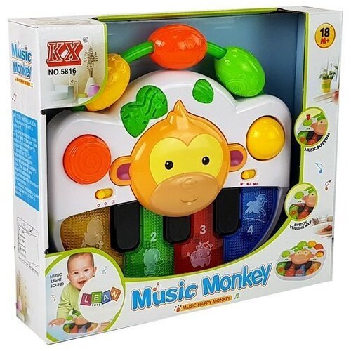 Lean Toys Klavir opica za dojenčke, zvok in svetloba Slike