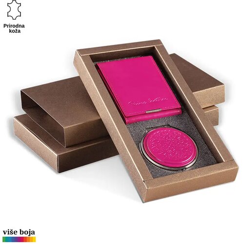 PRINC LEATHER Ženski poklon set futrola za kartice i ogledalce, Roze Cene