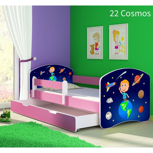  Dječji krevet ACMA s motivom, bočna roza + ladica 180x80 cm 22 Cosmos Cene