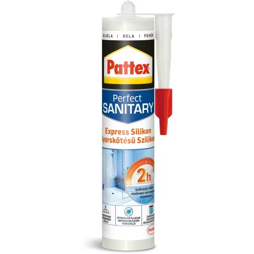 PATTEX sanitarni express silikon (280 ml, Bijele boje)