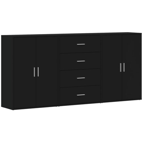 Maison Chic Komoda - Predalnik 3 kosi črna 60x31x84 cm inženirski les, (21720903) Cene