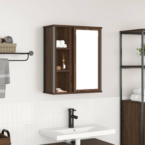 vidaXL Kupaonski zidni ormarić s ogledalom smeđi hrast 50x21x60 cm Cijene