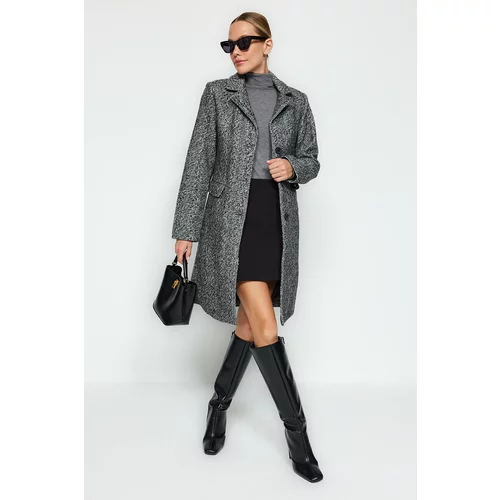 Trendyol Black Oversize Wide Cut Wool Blend Coat