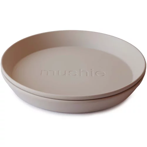 Mushie Round Dinnerware Plates tanjur Vanilla 2 kom